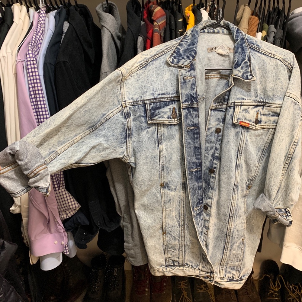 ACID WASH DENIM JEAN JACKET OVERSIZED size LARGE